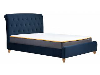 5ft King Size Blue velour Brompton buttoned bed frame